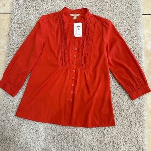 Banana Republic petite small red orange 3/4 sleeve blouse.